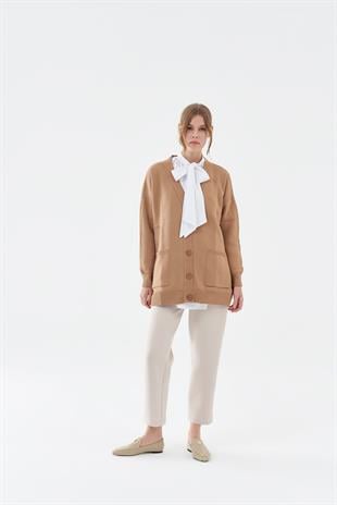 Ava Basic Hırka - Camel