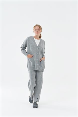 Ava Basic Hırka - Gri