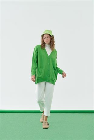 Ava Basic Hırka - Yeşil