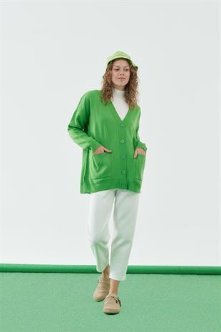 Ava Basic Hırka - Yeşil