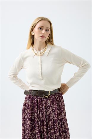 Barbara Polo Yaka Kazak - Bej 