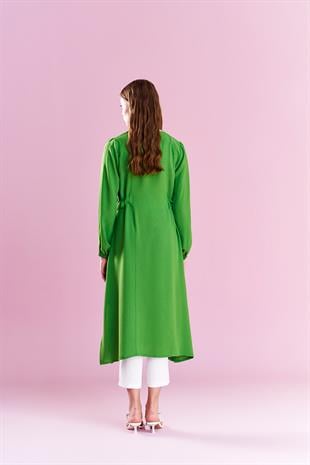 Belden Bağlamalı Trenç - Çimen Yeşili