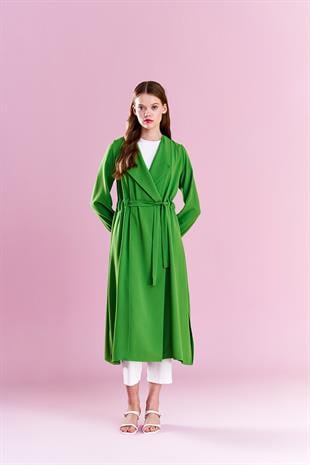 Belden Bağlamalı Trenç - Çimen Yeşili