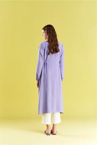 Belden Bağlamalı Trenç - Lila