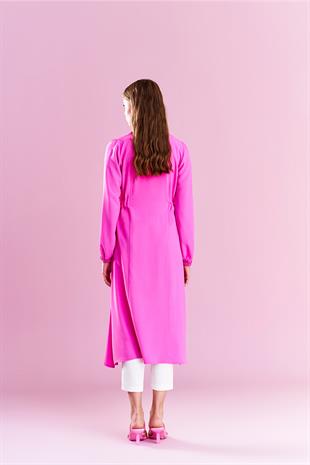 Belden Bağlamalı Trenç - Pembe
