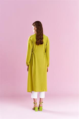 Belden Bağlamalı Trenç - Yağ Yeşili