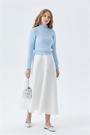 BELİNDA TAŞ İŞLEMELİ YUMOŞ KAZAK - BEBE MAVİ