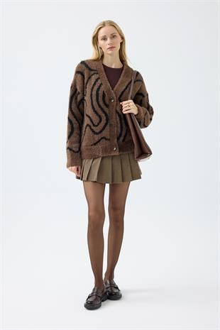 Bernise Angora Hırka - Kahve 