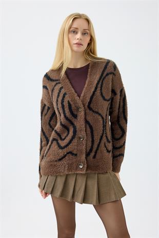 Bernise Angora Hırka - Kahve 