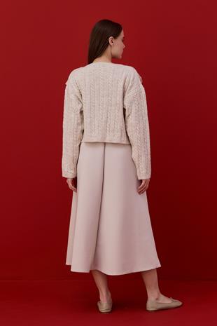 Berry Güpür Detaylı Kazak- Bej