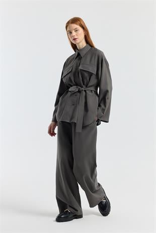 Beth Kemerli Oversize Takım - Antrasit 