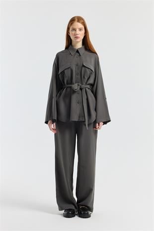 Beth Kemerli Oversize Takım - Antrasit 