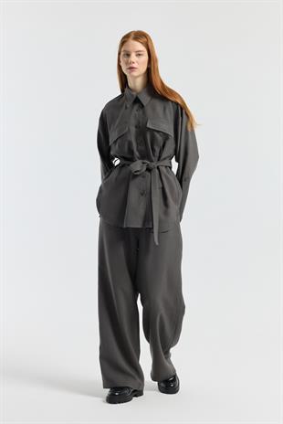 Beth Kemerli Oversize Takım - Antrasit 
