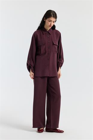 Beth Kemerli Oversize Takım - Mürdüm