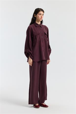 Beth Kemerli Oversize Takım - Mürdüm