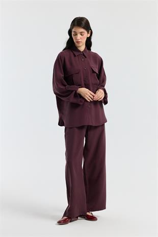 Beth Kemerli Oversize Takım - Mürdüm