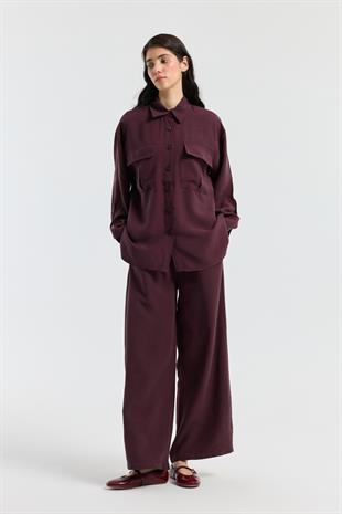 Beth Kemerli Oversize Takım - Mürdüm