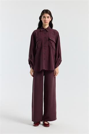 Beth Kemerli Oversize Takım - Mürdüm