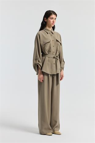 Beth Kemerli Oversize Takım - Vizon