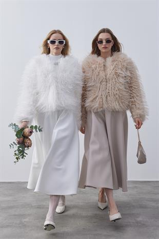 Betsy Suni Kürk Ceket- Bej