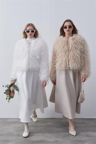 Betsy Suni Kürk Ceket- Bej