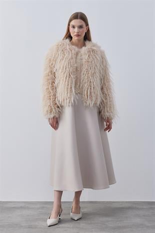 Betsy Suni Kürk Ceket- Bej