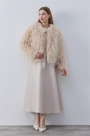 Betsy Suni Kürk Ceket- Bej