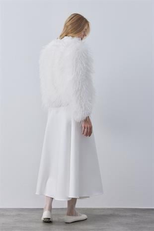 Betsy Suni Kürk Ceket- Beyaz