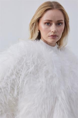 Betsy Suni Kürk Ceket- Beyaz