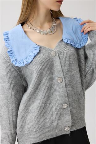 Bianca Bebe Yaka Hırka - Gri 