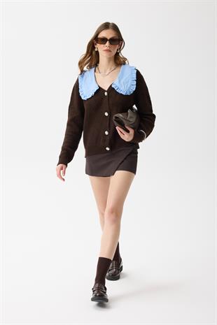 Bianca Bebe Yaka Hırka - Kahverengi