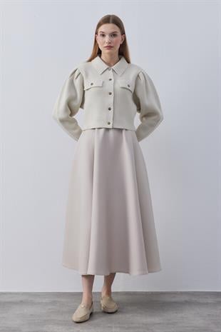 Blair Çıtçıtlı Triko Ceket-Bej