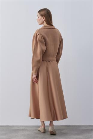 Blair Çıtçıtlı Triko Ceket- Camel