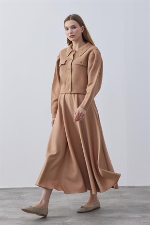 Blair Çıtçıtlı Triko Ceket- Camel