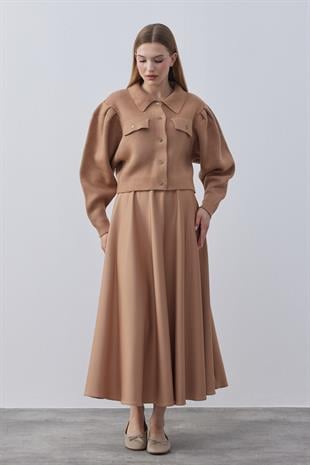 Blair Çıtçıtlı Triko Ceket- Camel