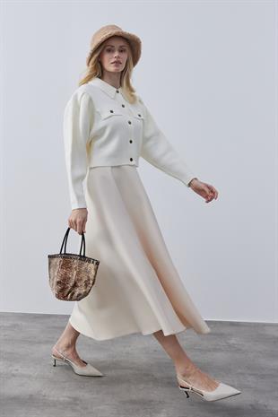 Blair Çıtçıtlı Triko Ceket-Ekru