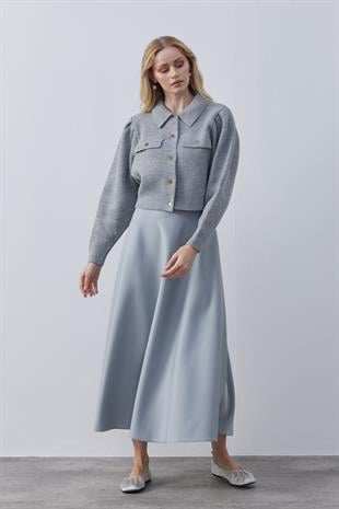 Blair Çıtçıtlı Triko Ceket- Gri