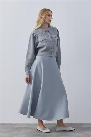 Blair Çıtçıtlı Triko Ceket- Gri