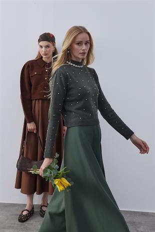 Blair Çıtçıtlı Triko Ceket - Kahverengi