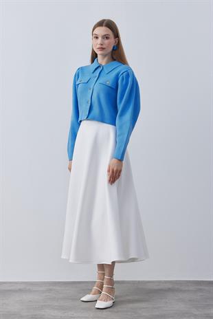 Blair Çıtçıtlı Triko Ceket- Kot mavi