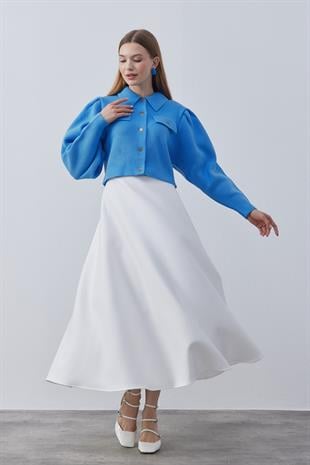 Blair Çıtçıtlı Triko Ceket- Kot mavi