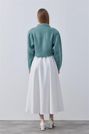 Blair Çıtçıtlı Triko Ceket- Mint yeşil