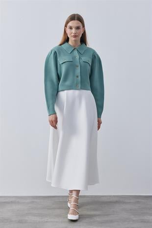 Blair Çıtçıtlı Triko Ceket- Mint yeşil