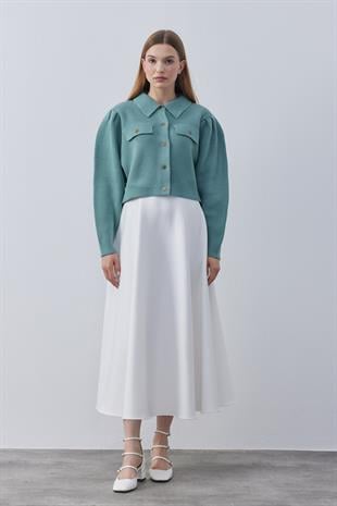 Blair Çıtçıtlı Triko Ceket- Mint yeşil