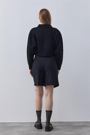 Blair Çıtçıtlı Triko Ceket- Siyah