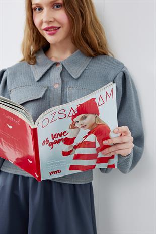 BLAİR OMUZ PİLE DETAYLI ÇITÇITLI TRİKO CEKET - GRİ 