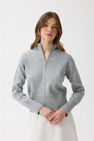 Blanche Yüksek Yaka Hırka - Gri 