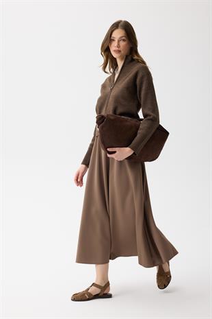 Blanche Yüksek Yaka Hırka - Kahve Melanj