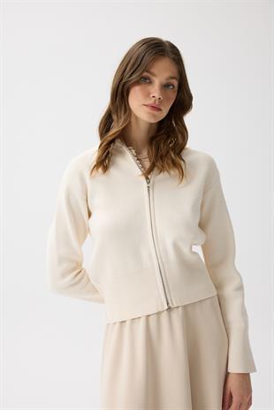 Blanche Yüksek Yaka Hırka - Krem
