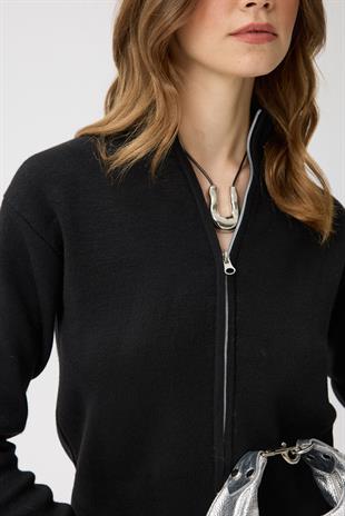 Blanche Yüksek Yaka Hırka - Siyah